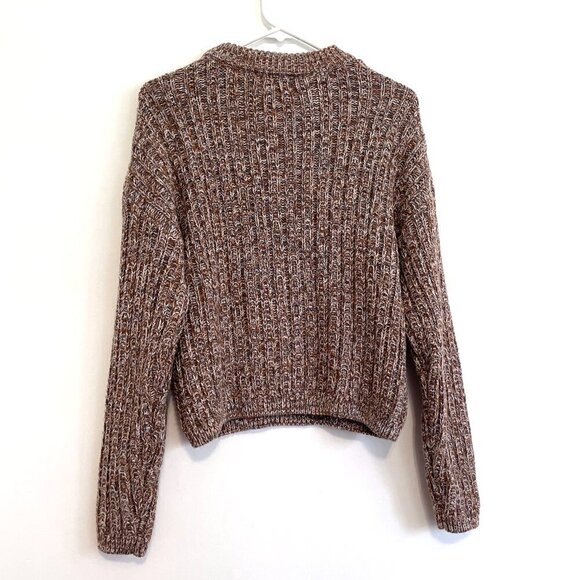 UNIVERSAL THREAD Crewneck Pullover Sweater Brown White Gray Chunky Knit Cotton M - Picture 12 of 14